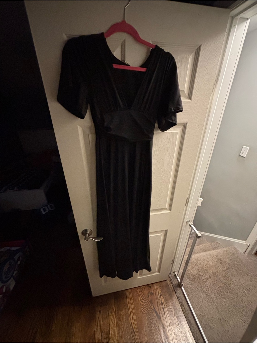 Baltic Born Black V-Neck Maxi Dress with High Side Slit - Picture 2 of 2